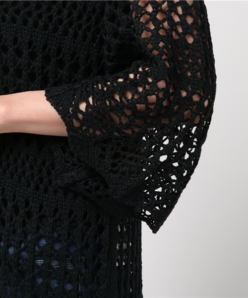 archives（アルシーヴ）の「カギ針編みロングカーディガン（カーディガン/ボレロ・レディース・レンガ/アイボリー/ブラック・MEDIUM）」の8枚目の写真