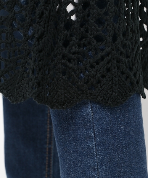 archives（アルシーヴ）の「カギ針編みロングカーディガン（カーディガン/ボレロ・レディース・レンガ/アイボリー/ブラック・MEDIUM）」の9枚目の写真