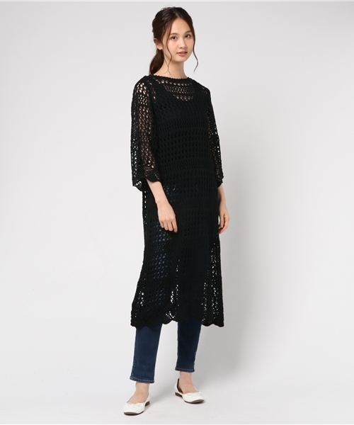 archives（アルシーヴ）の「カギ針編みロングカーディガン（カーディガン/ボレロ・レディース・レンガ/アイボリー/ブラック・MEDIUM）」の12枚目の写真