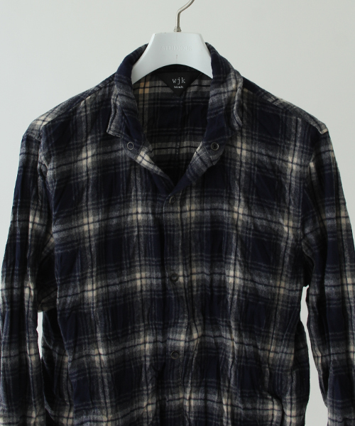 wjk black(ダブルジェイケイブラック)の「【wjk black】≪STUDIOUS限定≫ネルチェックワッシャースタンドシャツ(シャツ/ブラウス・メンズ・ネイビー/ブラック/レッド・1/3/2)」の4枚目の写真