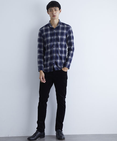 wjk black(ダブルジェイケイブラック)の「【wjk black】≪STUDIOUS限定≫ネルチェックワッシャースタンドシャツ(シャツ/ブラウス・メンズ・ネイビー/ブラック/レッド・1/3/2)」の15枚目の写真