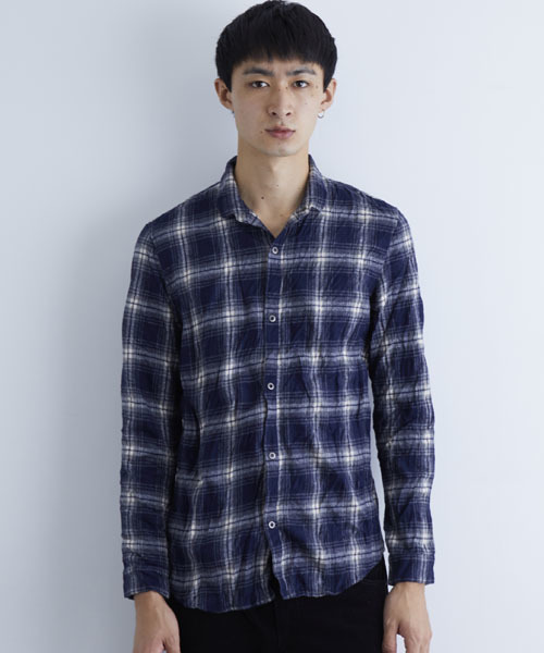 wjk black(ダブルジェイケイブラック)の「【wjk black】≪STUDIOUS限定≫ネルチェックワッシャースタンドシャツ(シャツ/ブラウス・メンズ・ネイビー/ブラック/レッド・1/3/2)」の14枚目の写真