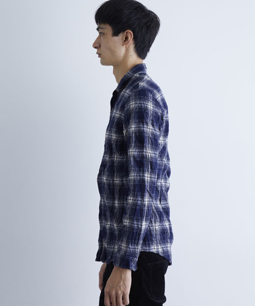 wjk black(ダブルジェイケイブラック)の「【wjk black】≪STUDIOUS限定≫ネルチェックワッシャースタンドシャツ(シャツ/ブラウス・メンズ・ネイビー/ブラック/レッド・1/3/2)」の12枚目の写真