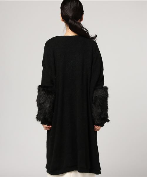 セール】袖フェイクファーロングカーディガン（カーディガン/ボレロ