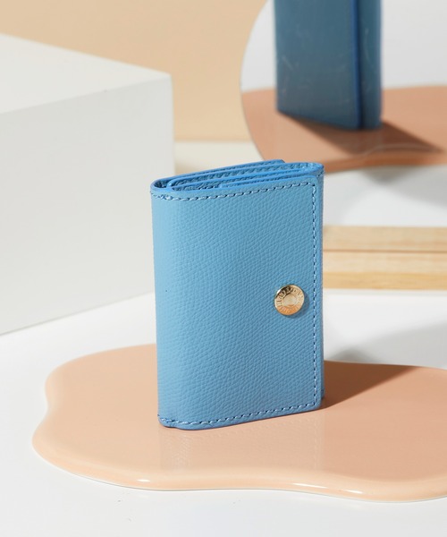 TOPKAPI（トプカピ）の「COLORATO［コロラート］角シボ型押し・三つ折りミニ財布（財布・レディース・ネイビー/ピンク/オレンジ/ミント/ブルーグレー/キャメル/ライトピンク/グレイッシュベージュ/レモンイエロー/ブラウン/グレー/ブラック/ライトカーキ・FREE）」の4枚目の写真