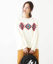CUBE SUGAR | 30/10裏毛サガラ刺繍ビッグクルー(スウェット)