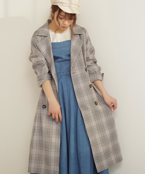 FREE'S MART(フリーズマート)の「◆グレンチェックトレンチコート(トレンチコート・レディース・グレー系その他/ベージュ系その他・SMALL/MEDIUM)」の8枚目の写真