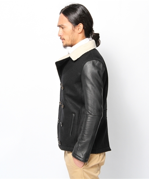 Lui's(ルイス)の「袖切替Pコート(ピーコート・メンズ・ネイビー/キャメル/ブラック・SMALL/MEDIUM)」の5枚目の写真
