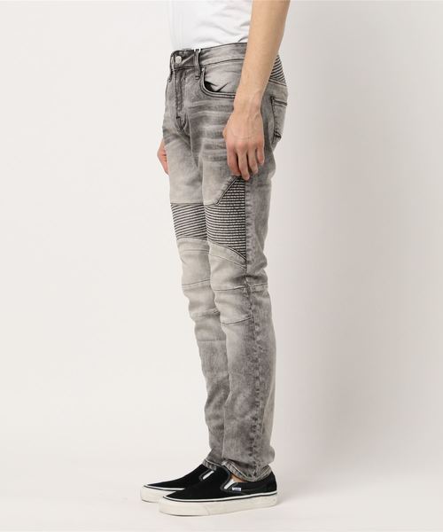 ACID WASH MOTO ZIP SKINNY DENIM PANT ACID WASH MOTO ZIP SKINNY DENIM PANT
