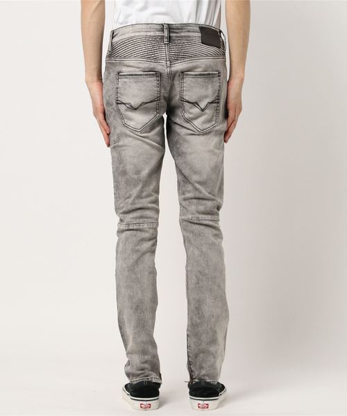 ACID WASH MOTO ZIP SKINNY DENIM PANT ACID WASH MOTO ZIP SKINNY DENIM PANT