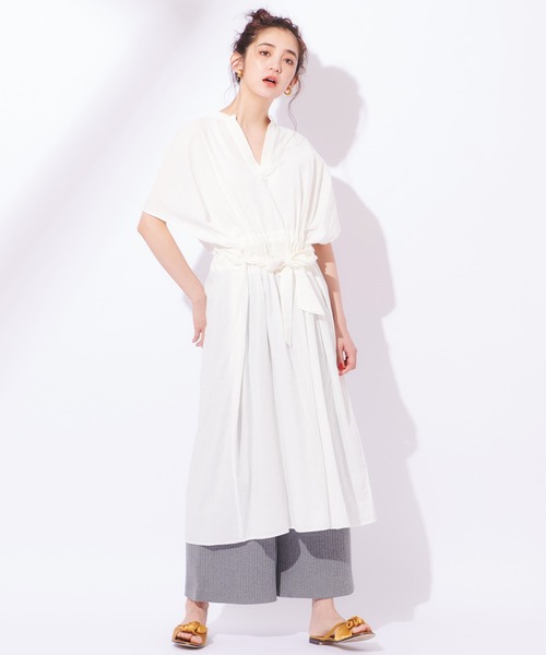 CIAOPANIC(チャオパニック)の「ウエストサイドリボンワンピース(ワンピース・レディース・オフホワイト/オレンジ・FREE)」の3枚目の写真