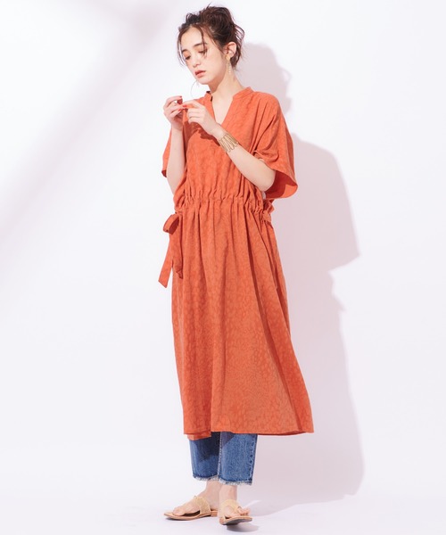 CIAOPANIC(チャオパニック)の「ウエストサイドリボンワンピース(ワンピース・レディース・オフホワイト/オレンジ・FREE)」の4枚目の写真