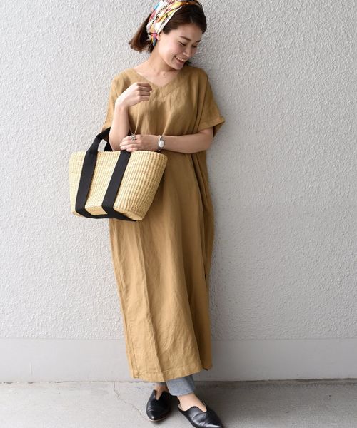 SHIPS Days（シップスデイズ）の「SHIPS Days STANDARD:ソリッド ワンピース◇（ワンピース・レディース・ブラック/オリーブ/キャメル・ONE SIZE）」の4枚目の写真