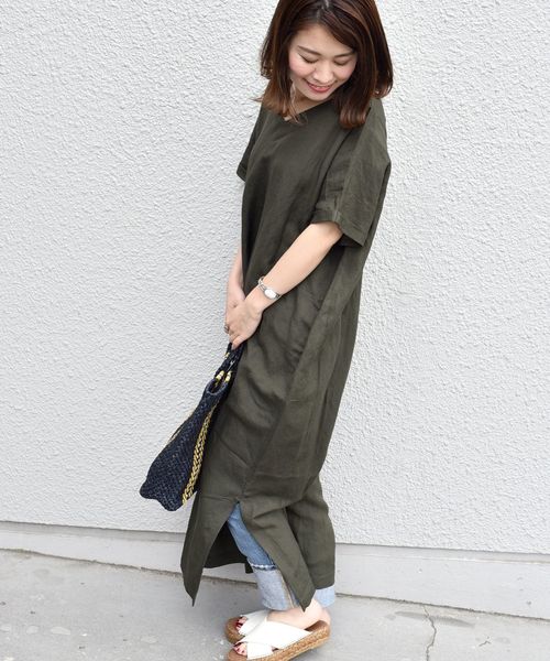 SHIPS Days（シップスデイズ）の「SHIPS Days STANDARD:ソリッド ワンピース◇（ワンピース・レディース・ブラック/オリーブ/キャメル・ONE SIZE）」の12枚目の写真