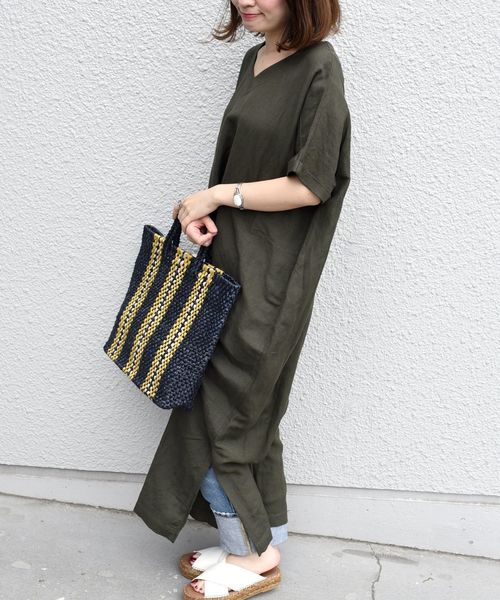 SHIPS Days（シップスデイズ）の「SHIPS Days STANDARD:ソリッド ワンピース◇（ワンピース・レディース・ブラック/オリーブ/キャメル・ONE SIZE）」の7枚目の写真