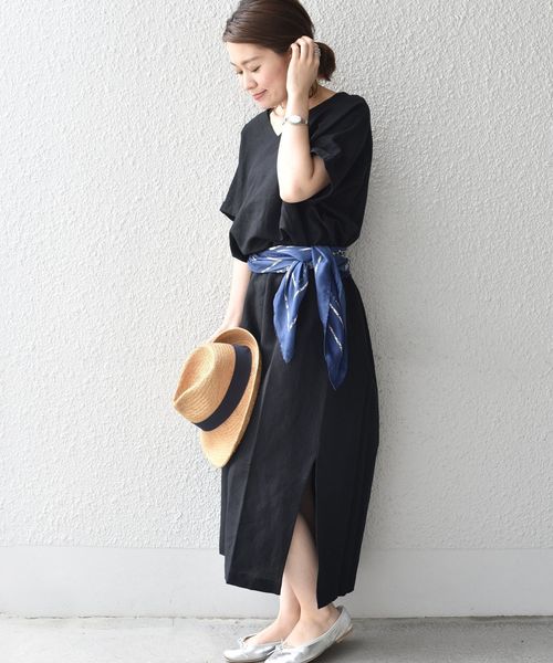 SHIPS Days（シップスデイズ）の「SHIPS Days STANDARD:ソリッド ワンピース◇（ワンピース・レディース・ブラック/オリーブ/キャメル・ONE SIZE）」の14枚目の写真