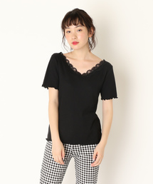 OLIVE des OLIVE | レースネックワッフルT(Tシャツ/カットソー)