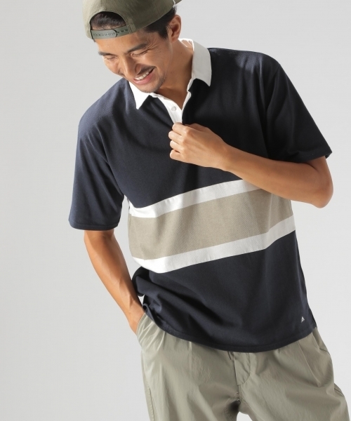 BAYFLOW（ベイフロー）の「コットンラガーポロシャツ（ポロシャツ・メンズ・ベージュ/ネイビー・SMALL/MEDIUM/LARGE）」の2枚目の写真