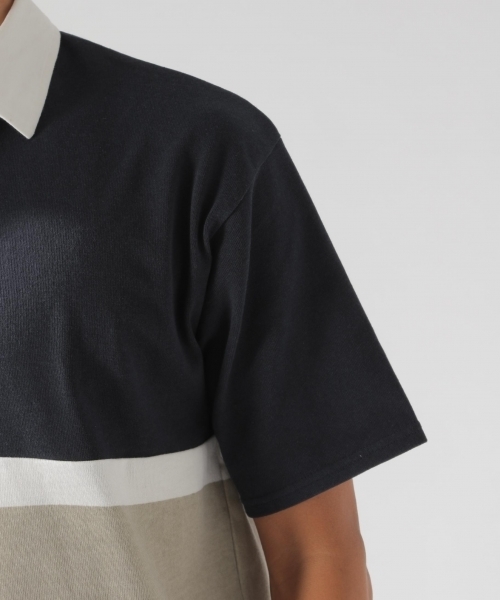 BAYFLOW（ベイフロー）の「コットンラガーポロシャツ（ポロシャツ・メンズ・ベージュ/ネイビー・SMALL/MEDIUM/LARGE）」の9枚目の写真