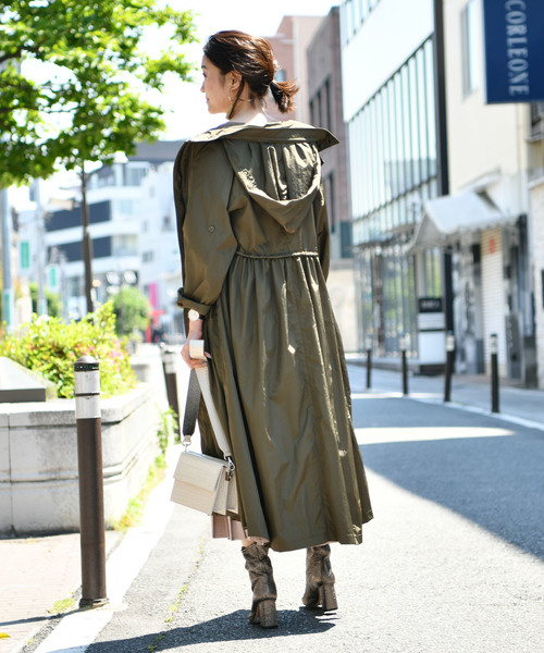 DouDou（ドゥドゥ）の「AWナイロンロングブルゾン（その他アウター・レディース・ホワイト/ブラック/カーキ/ボルドー・38/36）」の14枚目の写真