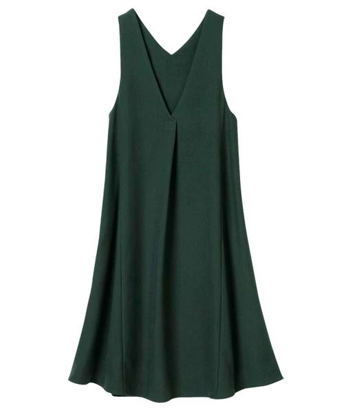 RANAN（ラナン）の「フレアーVネックジャンスカ（ジャンパースカート・レディース・ブラック/ダークグリーン/キャメル・L/M/LL）」の6枚目の写真