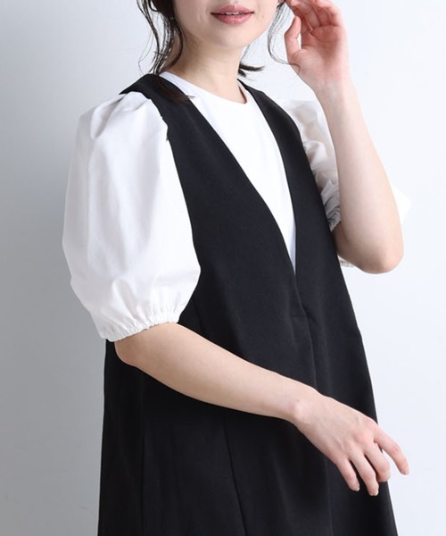 RANAN（ラナン）の「フレアーVネックジャンスカ（ジャンパースカート・レディース・ブラック/ダークグリーン/キャメル・L/M/LL）」の16枚目の写真