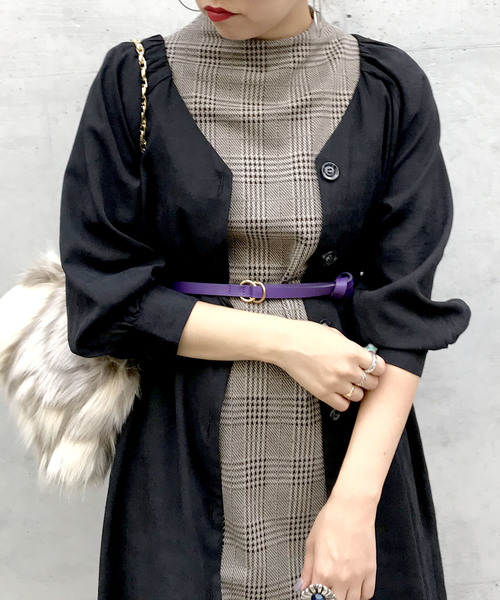 archives（アルシーヴ）の「2WAYベルテッドギャザー長袖ワンピース（ワンピース・レディース・ブラック/ベージュ/カーキ・MEDIUM）」の17枚目の写真