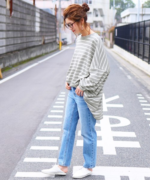 reca（レカ）の「ビッグシルエットボーダーカットソー（ワンピース・レディース・ホワイト系その他/ブラック系その他/グレー系その他・FREE）」の14枚目の写真