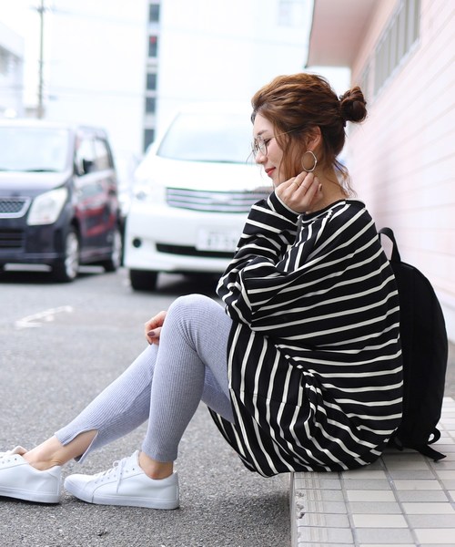 reca（レカ）の「ビッグシルエットボーダーカットソー（ワンピース・レディース・ホワイト系その他/ブラック系その他/グレー系その他・FREE）」の10枚目の写真