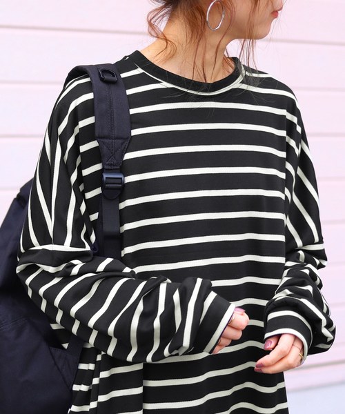 reca（レカ）の「ビッグシルエットボーダーカットソー（ワンピース・レディース・ホワイト系その他/ブラック系その他/グレー系その他・FREE）」の18枚目の写真
