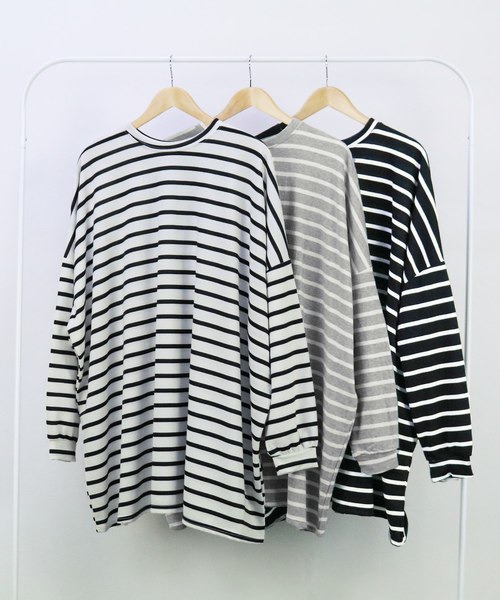 reca（レカ）の「ビッグシルエットボーダーカットソー（ワンピース・レディース・ホワイト系その他/ブラック系その他/グレー系その他・FREE）」の17枚目の写真