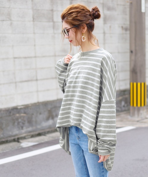 reca（レカ）の「ビッグシルエットボーダーカットソー（ワンピース・レディース・ホワイト系その他/ブラック系その他/グレー系その他・FREE）」の20枚目の写真