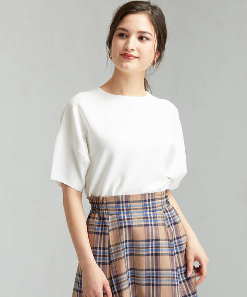 green label relaxing（グリーンレーベルリラクシング）の「[手洗い可能] FM ソウバリ ドルマン ショートスリーブ ニット（ニット/セーター・レディース・ブラック/ダークブラウン/オフホワイト/ピンク・FREE）」の2枚目の写真