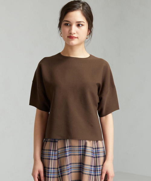 green label relaxing（グリーンレーベルリラクシング）の「[手洗い可能] FM ソウバリ ドルマン ショートスリーブ ニット（ニット/セーター・レディース・ブラック/ダークブラウン/オフホワイト/ピンク・FREE）」の15枚目の写真