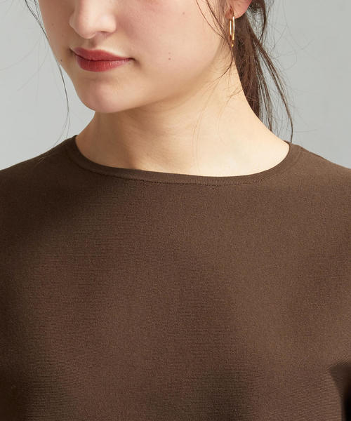 green label relaxing（グリーンレーベルリラクシング）の「[手洗い可能] FM ソウバリ ドルマン ショートスリーブ ニット（ニット/セーター・レディース・ブラック/ダークブラウン/オフホワイト/ピンク・FREE）」の12枚目の写真