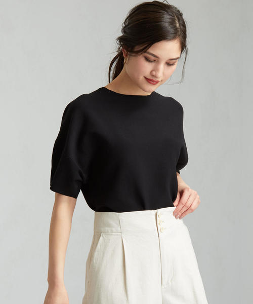 green label relaxing（グリーンレーベルリラクシング）の「[手洗い可能] FM ソウバリ ドルマン ショートスリーブ ニット（ニット/セーター・レディース・ブラック/ダークブラウン/オフホワイト/ピンク・FREE）」の6枚目の写真