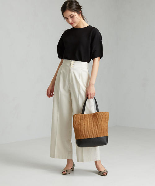 green label relaxing（グリーンレーベルリラクシング）の「[手洗い可能] FM ソウバリ ドルマン ショートスリーブ ニット（ニット/セーター・レディース・ブラック/ダークブラウン/オフホワイト/ピンク・FREE）」の5枚目の写真