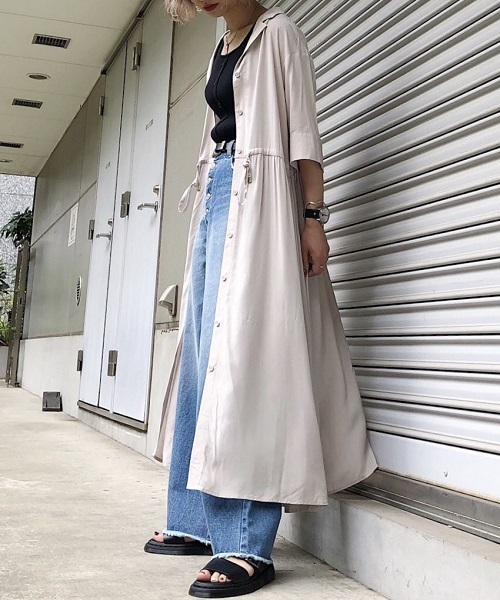 PAGEBOY（ページボーイ）の「イージーケアカイキンシャツワンピース（ワンピース・レディース・ブラック/グレイッシュベージュ/レンガ/ベージュ/ブラウン・FREE）」の4枚目の写真