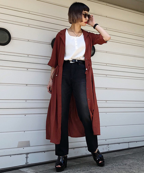 PAGEBOY（ページボーイ）の「イージーケアカイキンシャツワンピース（ワンピース・レディース・ブラック/グレイッシュベージュ/レンガ/ベージュ/ブラウン・FREE）」の10枚目の写真