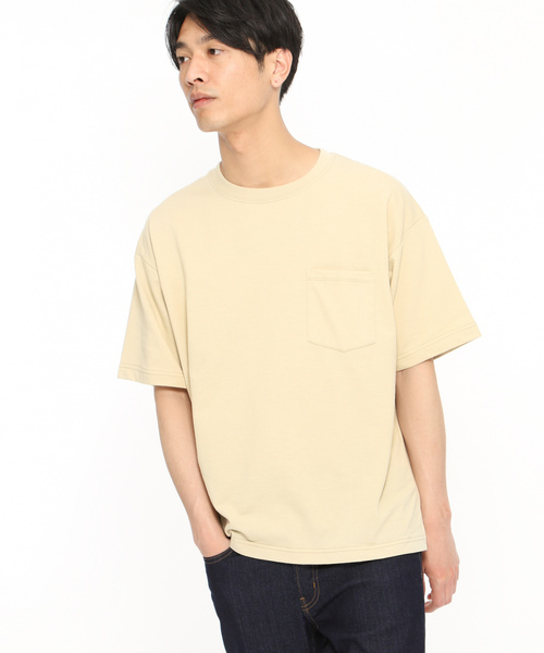 LAKOLE（ラコレ）の「ミニ裏毛半袖カットソー / LAKOLE（Tシャツ/カットソー・メンズ・ネイビー/ベージュ/チャコール/パープル/オフホワイト/サックスブルー/グリーン/ブラウン・MEDIUM/LARGE）」の4枚目の写真