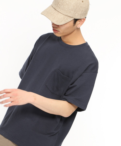 LAKOLE（ラコレ）の「ミニ裏毛半袖カットソー / LAKOLE（Tシャツ/カットソー・メンズ・ネイビー/ベージュ/チャコール/パープル/オフホワイト/サックスブルー/グリーン/ブラウン・MEDIUM/LARGE）」の6枚目の写真