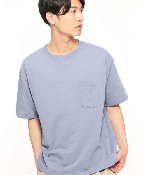 LAKOLE（ラコレ）の「ミニ裏毛半袖カットソー / LAKOLE（Tシャツ/カットソー・メンズ・ネイビー/ベージュ/チャコール/パープル/オフホワイト/サックスブルー/グリーン/ブラウン・MEDIUM/LARGE）」の7枚目の写真