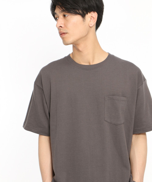 LAKOLE（ラコレ）の「ミニ裏毛半袖カットソー / LAKOLE（Tシャツ/カットソー・メンズ・ネイビー/ベージュ/チャコール/パープル/オフホワイト/サックスブルー/グリーン/ブラウン・MEDIUM/LARGE）」の2枚目の写真