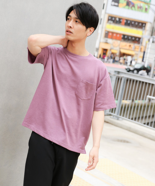 LAKOLE（ラコレ）の「ミニ裏毛半袖カットソー / LAKOLE（Tシャツ/カットソー・メンズ・ネイビー/ベージュ/チャコール/パープル/オフホワイト/サックスブルー/グリーン/ブラウン・MEDIUM/LARGE）」の21枚目の写真