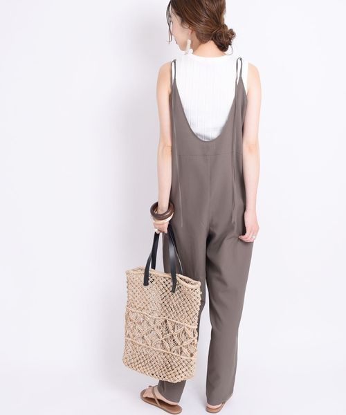 エンボスサロペットベージュ　海のはじまり フィッシングオーバーオール【ベージュ】 | PlusM Online Shop