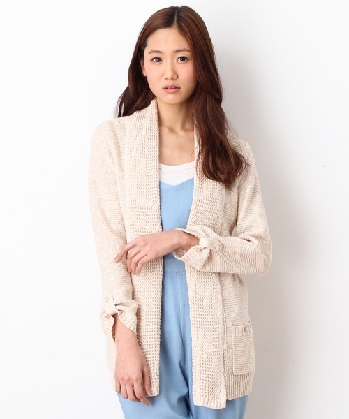 VIS（ビス）の「ロールＵＰトッパーカーディガン（カーディガン/ボレロ・レディース・グレー/サンドベージュ/ベージュ/ピンク・MEDIUM）」の2枚目の写真