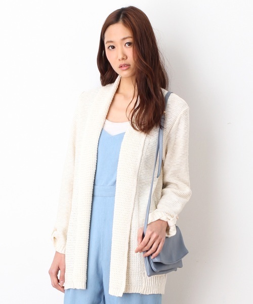 VIS（ビス）の「ロールＵＰトッパーカーディガン（カーディガン/ボレロ・レディース・グレー/サンドベージュ/ベージュ/ピンク・MEDIUM）」の3枚目の写真