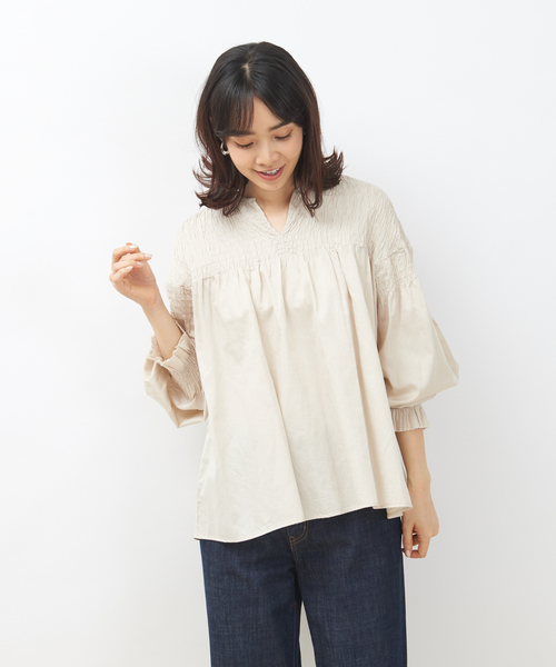 collex(コレックス)の「綿サテンシャーリングブラウス(シャツ/ブラウス)」|アイボリー