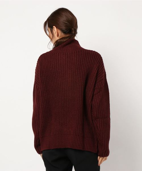 archives(アルシーヴ)の「片畦バイヤス柄ハイネック(ニット/セーター・レディース・ネイビー/ブラウン/オフホワイト・MEDIUM)」の5枚目の写真