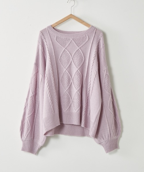 cepo（セポ）の「ケーブルクルーネックニット（ニット/セーター・レディース・ベージュ/オフホワイト/ミント/ラベンダー・M）」の4枚目の写真